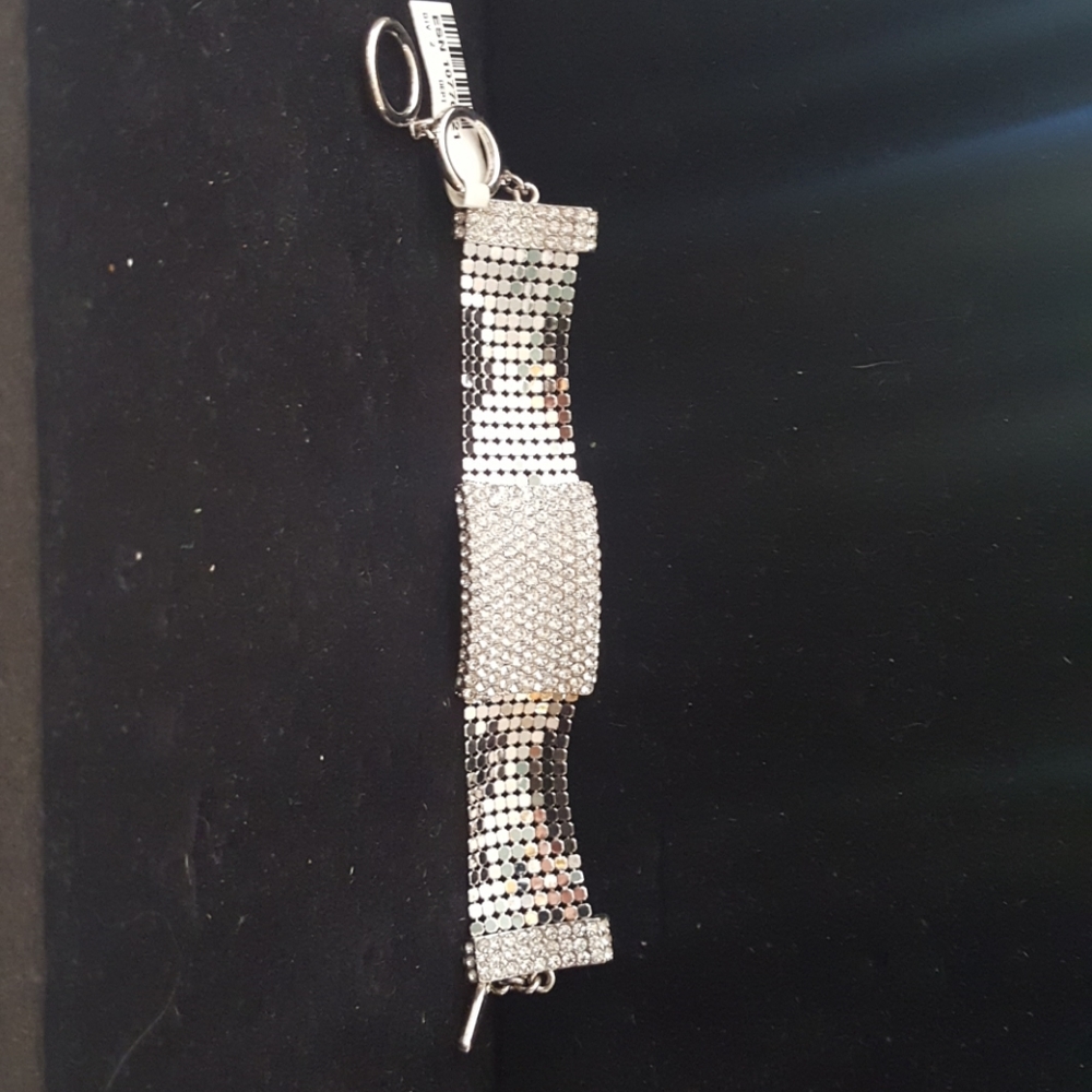 NWT! Wide Mesh Tennis Bracelet w/Crystals